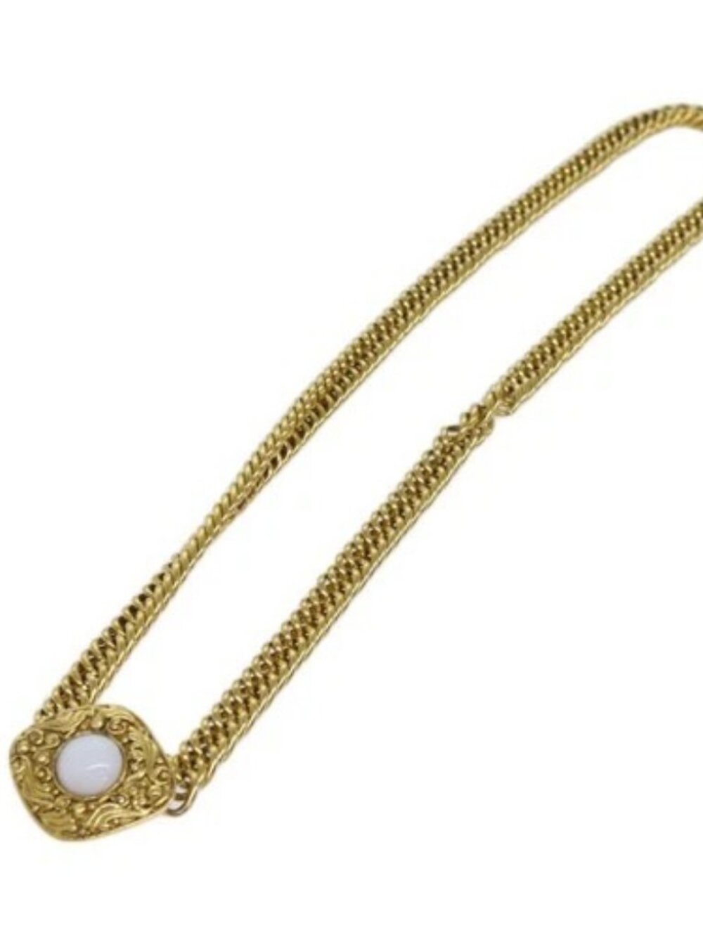 CHANEL Chain Pearl Belt metal Gold CC Auth bs13679
